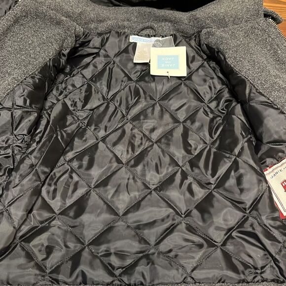 NWT Janie and Jack Dark Gray and Black Hooded Winter Toggle Pea Coat - Picture 10 of 13